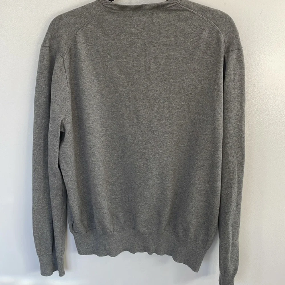 Men’s Polo Ralph Lauren gray V-neck preppy 90’s Pima cotton long sleeve sweater